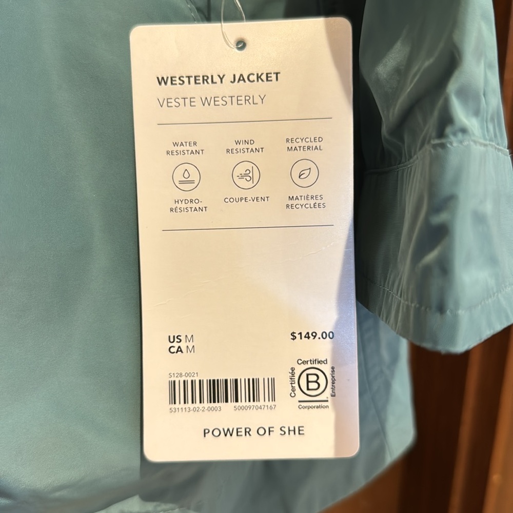 NWT Athleta Westerly Jacket in Deep Ocean Teal—Size Medium - Picture 4 of 7